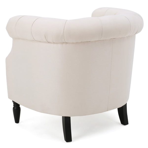 English Elm Christopher Knight Home® - Akira Tufted Club Chair Beige Fabric with Studded Arms, High Back Comfort, Elegant Throne Appeal 59259.00FBEI