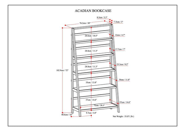 English Elm Acadian White Bookcase - Handcrafted Solid Wood With 5 Spacious Shelves For Stylish Organization B136P158275