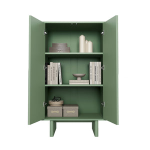 English Elm Ella 32" Accent Cabinet with Soft-Close Doors, Adjustable Shelves, Rounded Edges & Sled Legs Sage Green B365S00007