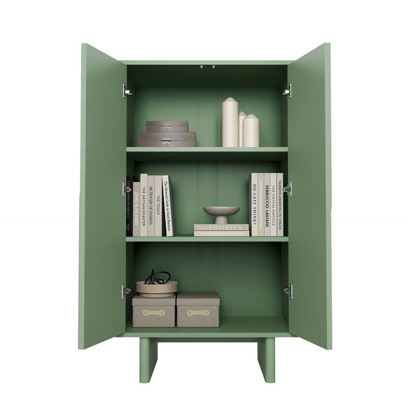 English Elm Ella 32" Accent Cabinet with Soft-Close Doors, Adjustable Shelves, Rounded Edges & Sled Legs Sage Green B365S00007