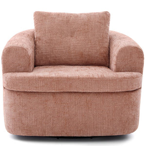 English Elm 360° Swivel Sofa Chair with Dual-Layer Cushion, Tufted Back & Iron Base for Living Room Comfort Pink N719P351870P