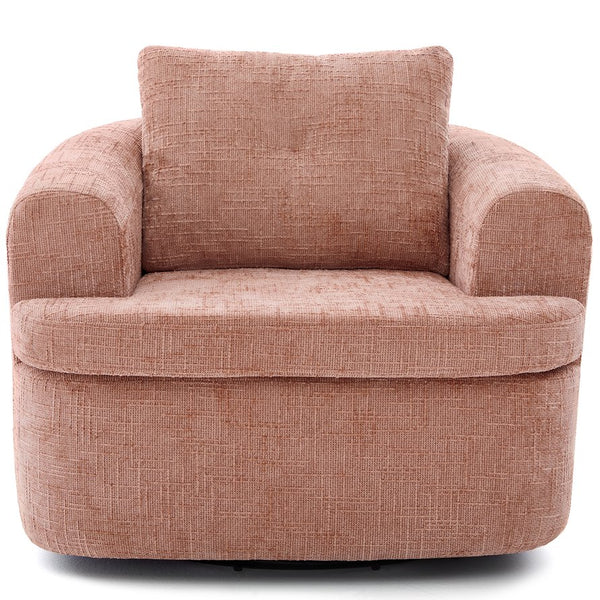 English Elm 360° Swivel Sofa Chair with Dual-Layer Cushion, Tufted Back & Iron Base for Living Room Comfort Pink N719P351870P