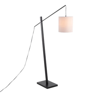 English Elm Arturo Contemporary Floor Lamp – Black Wood & Steel With White Shade For Stylish Indoor Lighting B202S01387