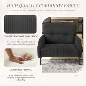 English Elm United We Win Corduroy Accent Chair Wide Seat Foam Cushion Living Room Lounge Gray W1568P386154