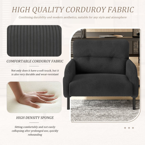 English Elm United We Win Corduroy Accent Chair Wide Seat Foam Cushion Living Room Lounge Gray W1568P386154