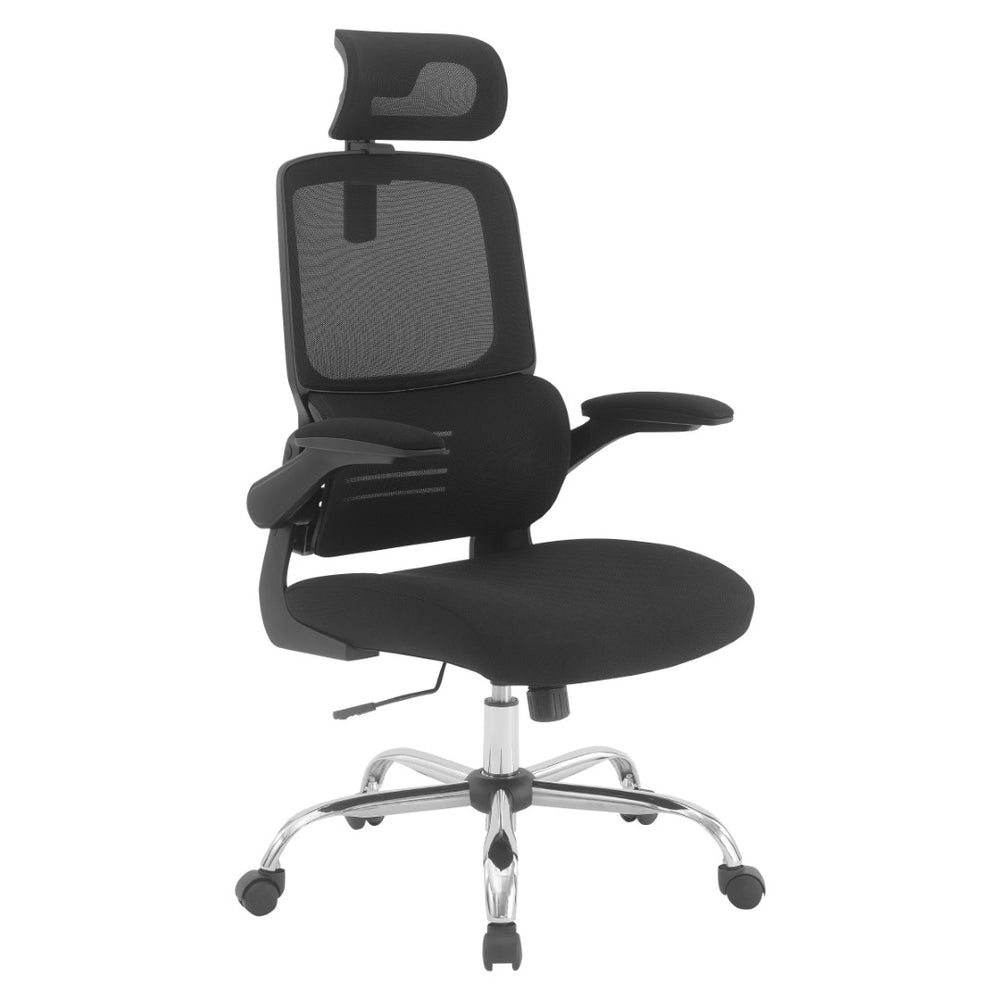OSP Home Furnishings Mesh Back Executive Office Chair with Lumbar Support Headrest and Ergonomic Foam Seat EM60020CHR-3