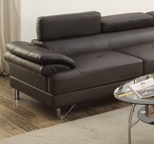 English Elm Luxurious Modern 2-Piece Sectional Sofa Set with Adjustable Flip-Up Headrests, Espresso or Grey Bonded Leather B011S01058