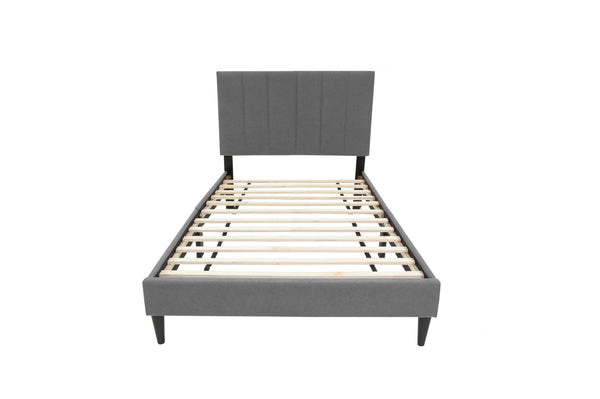 English Elm Twin Platform Bed Charcoal Linen Channel Tufted Headboard No Box Spring Needed B011P415831