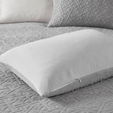 N Natori Origami Modern/Contemporary 3 Piece Oversized Knit Quilted Top Comforter Mini Set NS10-3725 Grey