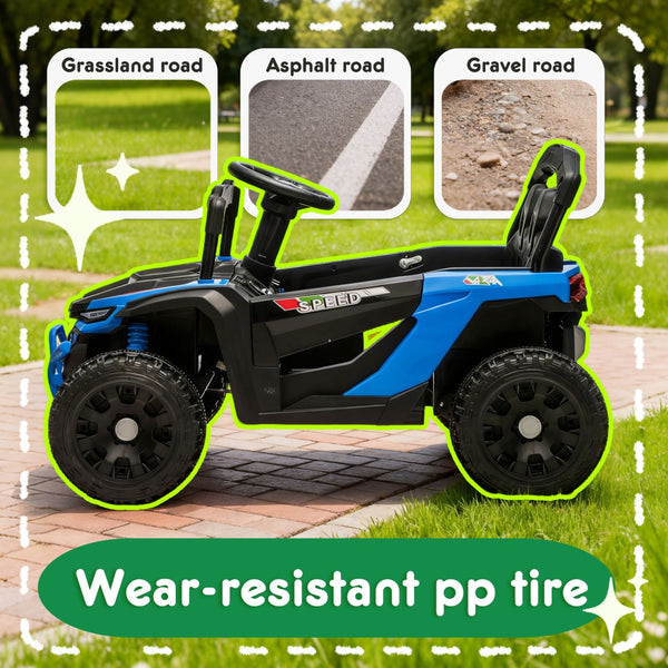 English Elm 24v Kids Utv Ride on with Dual 80w Motors Remote Control and Four Wheel Suspension Blue W1578P342132