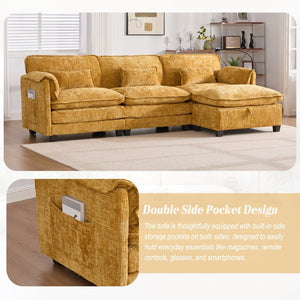 English Elm United 112" Oversized Modular Sectional Sofa For Living Room - Comfy Chenille Couch With Storage & Usb W1568S00187-GIGA