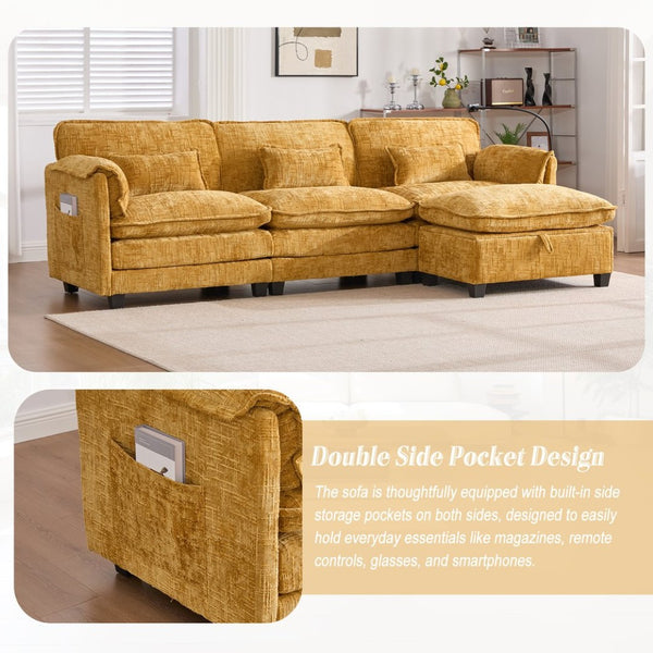 English Elm United 112" Oversized Modular Sectional Sofa For Living Room - Comfy Chenille Couch With Storage & Usb W1568S00187-GIGA