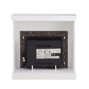 English Elm Electric Fireplace Mantel Surround with 23 Inch Insert Remote Raised Panel Wood Finish White W2275S00045