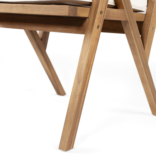 English Elm Christopher Knight Home® - Patio Acacia Wood Dining Chairs Set of 2 with Grey Rope Seats & Cream Waterproof Cushions, 400lb Capacity N768P249344T