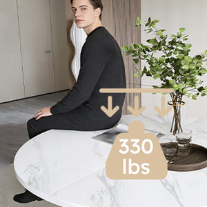 English Elm 47 Inch Round Marble Veneer Mdf Dining Table Seats Four with Slim Wood Strip Base White W2700P404636