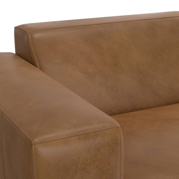 English Elm Rex Left Arm Sofa Module - Luxurious Caramel Brown Leather, Modern Comfort, And Customizable Design B136P199274-GIGA