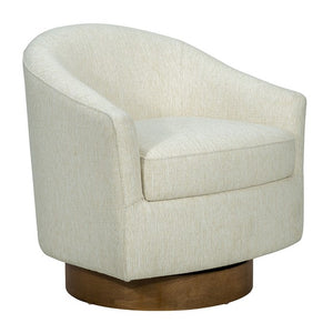 English Elm Upholstered Swivel Chair Camel Oak Base, Cream Polypropylene Fabric, 300 lb Capacity, Foam Seat Cushion B035P203225