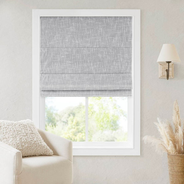 English Elm 1-piece Cordless Roman Shade Linen Look Blackout Polyester Viscose Bedroom Window B035P437524