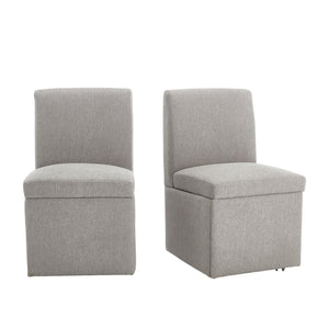 English Elm COOLMORE Swivel Rolling Dining Chair with Hidden Storage, Linen Upholstered 4-Wheel Multiuse Seat Light Gray W1539P277684