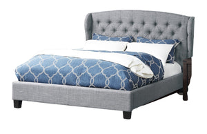 English Elm Modern Wingback Platform Bed Tufted Upholstered Eastern King Gray Rubberwood Frame B011P421730