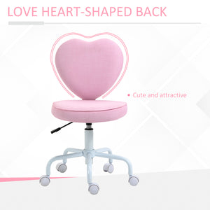 English Elm Homcom Pink Heart-Shaped Office Chair With Adjustable Height, 360° Swivel, And Comfort Design W2225P217494