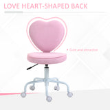 English Elm Homcom Heart Love Shaped Back Design Office Chair With Adjustable Height and 360 Swivel Castor Wheels, Pink