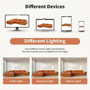 English Elm 116'' Fully Compressed Sofa with Legless Chenille Design, High-Density Comfort, Modular Flexibility and No Assembly Required Orange N723S9707G