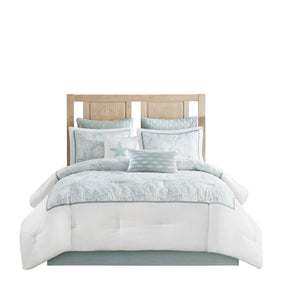 English Elm Comforter Harbor House Maya Bay Full Set - Seafoam Embroidered Seashells, 200TC Cotton, OEKO-TEX White 22.83 L x 11.81 W x 20.87 H B03595726