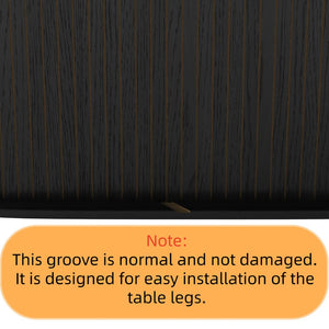 English Elm 55.11"-70.86" Extendable Dining Table with Sculpted Striped Legs Seats Six in Modern Style W757P411742