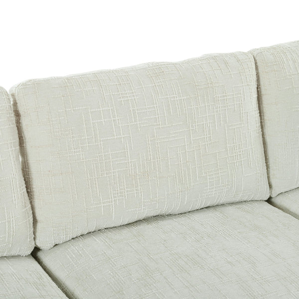 English Elm U-style 127" U-shaped sectional sofa with movable ottoman, chenille comfort, sturdy pine frame and stylish modular design ideal for large living rooms and entertaining Beige WY000458AAA