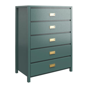 English Elm Haven 5-Drawer Kids' Dresser with Gold Pulls, Sturdy Compliant Storage, Metal Slides & Anchor Kit B2733P395083