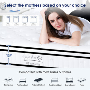 English Elm Full 10 Inch Hybrid Mattress with Pocketed Coils and Certipur Memory Foam Support W2889P423163
