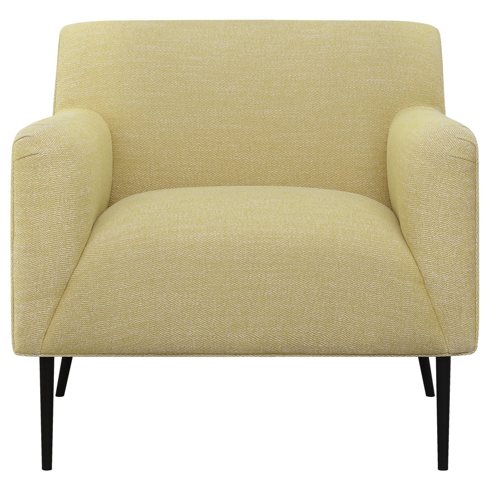 English Elm Darlene Lemon Upholstered Accent Chair with Curved Track Arms, Lemon Fabric, Sleek Metal Legs, Cozy Elegance B062P344991