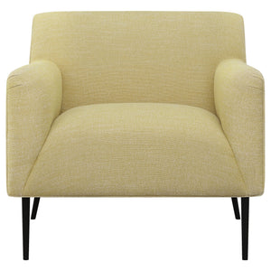 English Elm Darlene Lemon Upholstered Accent Chair with Curved Track Arms, Lemon Fabric, Sleek Metal Legs, Cozy Elegance B062P344991