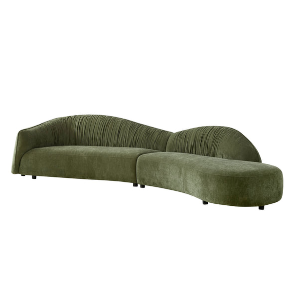 English Elm 145.67'' Mid-Century Green Upholstered Sofa With Right-Facing Chaise For Stylish Living Spaces & Comfort W876S00323