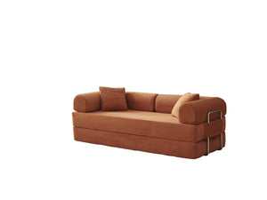 English Elm 78.8" Corduroy Modular Floor Sofa Convertible Sleeper Futon with Pillow Back Support Orange W5617P455986
