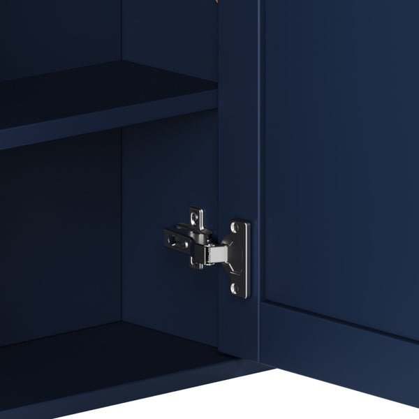 English Elm Bathroom Wall Cabinet with Mirror Door Open Shelving and Adjustable Interior Storage Blue N817P375228B