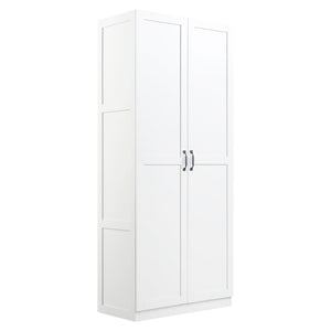 English Elm Cornelia Modern Storage Closet 2.0 White — Tall MDF Cabinet, 4 Adjustable Shelves, Soft-Close Doors B365P398549