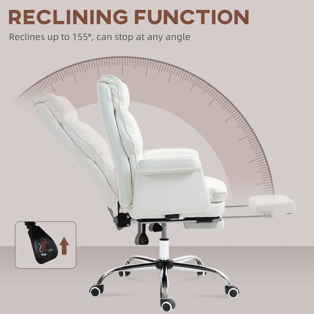 English Elm Homcom Executive Office Chair - Ergonomic Pu Leather Desk Chair With Footrest, Recline & Swivel W2225P250010