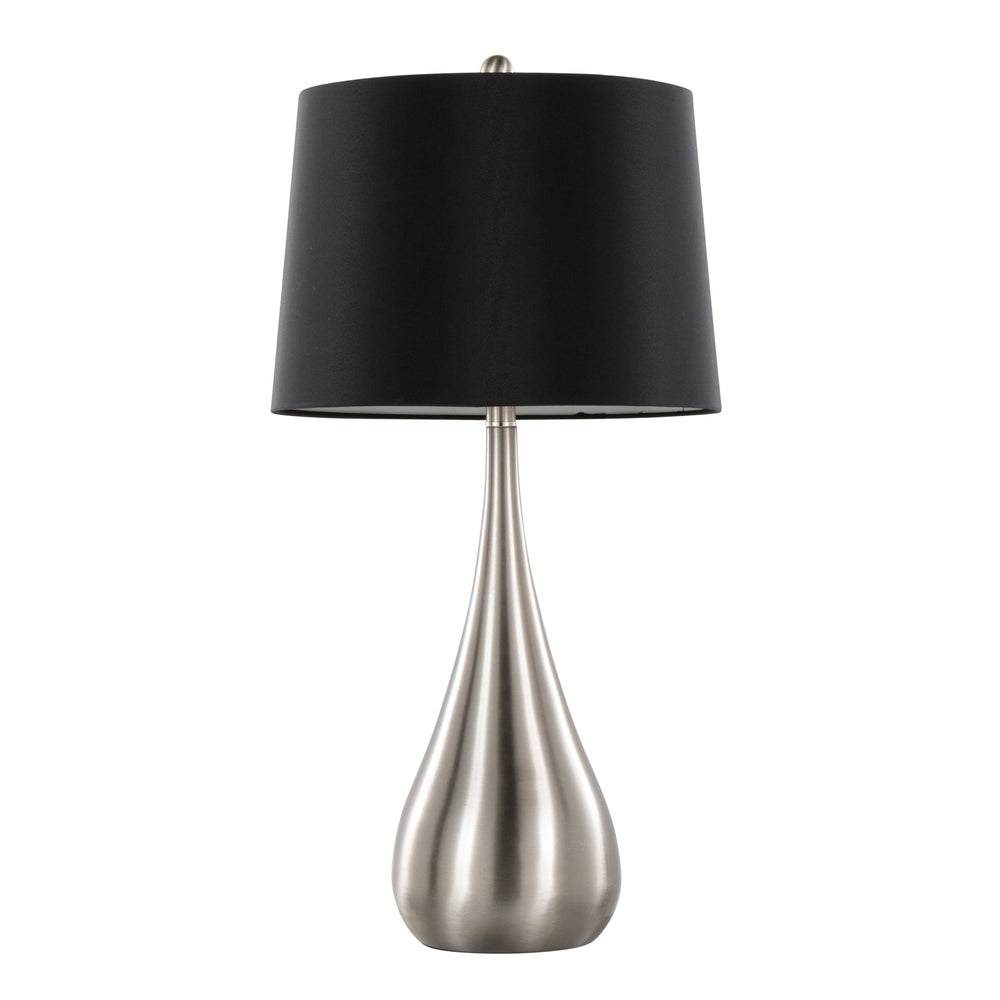 English Elm Pebble 29" Contemporary Metal Table Lamp Set of 2 in Brushed Nickel with Black Linen Shades, Elegant Teardrop Base and 3-Way Switch (Set) B202P224116