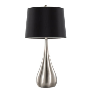 English Elm Pebble 29" Contemporary Metal Table Lamp Set of 2 in Brushed Nickel with Black Linen Shades, Elegant Teardrop Base and 3-Way Switch (Set) B202P224116
