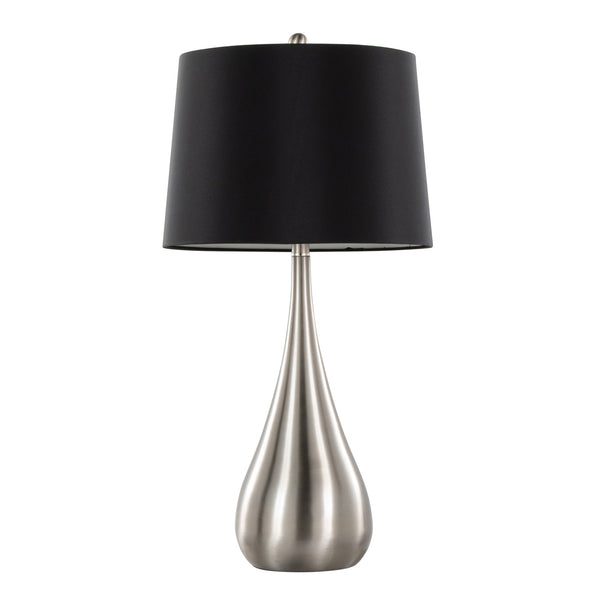 English Elm Pebble 29" Contemporary Metal Table Lamp Set of 2 in Brushed Nickel with Black Linen Shades, Elegant Teardrop Base and 3-Way Switch (Set) B202P224116