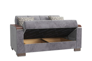English Elm PrimeNest ZenAero X Upholstered Convertible Loveseat with Storage, Microfiber Comfort, Space-Saving Design Gray B030P281765
