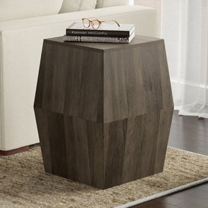 English Elm Terry Solid Mango Wood Side Table Compact Accent for Bedroom Living Room Rustic Charm Grey Ash B136P420281