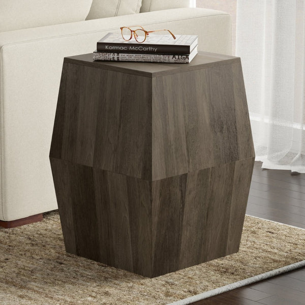 English Elm Terry Solid Mango Wood Side Table Compact Accent for Bedroom Living Room Rustic Charm Grey Ash B136P420281