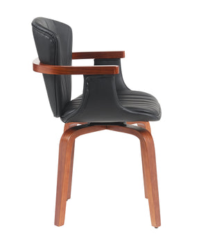 English Elm Mid-Century Bentwood Swivel Dining Chairs Set Of 2 – Stylish Pu Leather Accent Chairs In Black N842P290039B