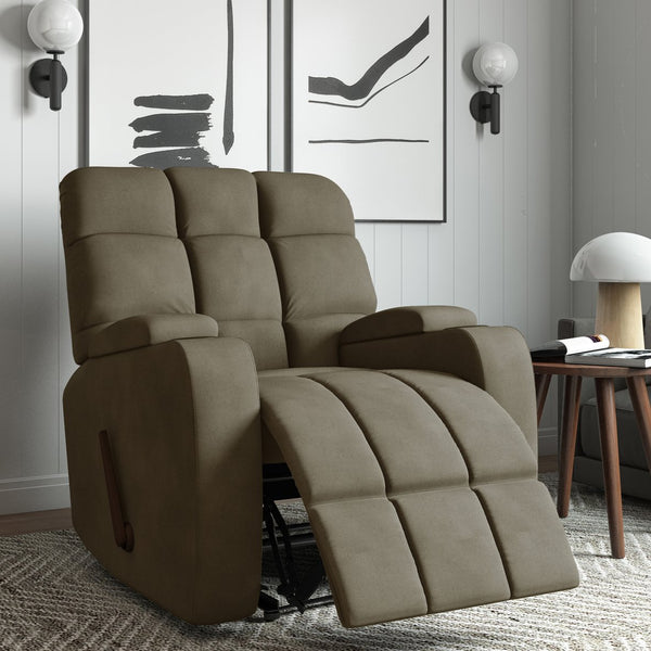 English Elm The Granada Recliner cozy microfiber recliner with ultra-padded arms, full chaise pad, stain-resistant comfort Gray,Sage B127P252333