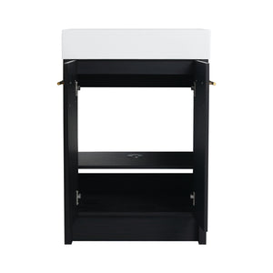 English Elm 24 Inch Freestanding Bathroom Vanity With Resin Sink, Soft-Close Doors & Adjustable Storage Options W999S00177