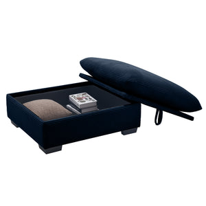 English Elm Corduroy Sofa Ottoman Footrest with Deep Cushions and Ergonomic Support for Cozy Living Spaces Blue W714P183927