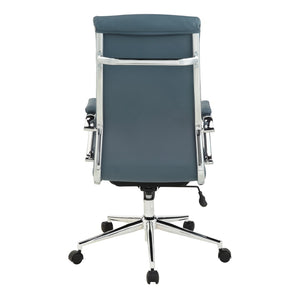 OSP Home Furnishings High Back Ergonomic Manager Chair with Antimicrobial Fabric Chrome Arms and Lumbar Support High Blue 920350C-R105